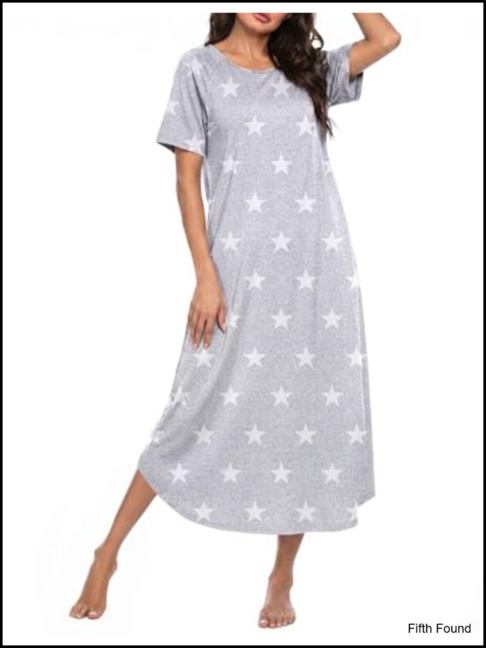 Bamboo Viscose Nightgown Long Sleepshirt Crew Neck Midi Length